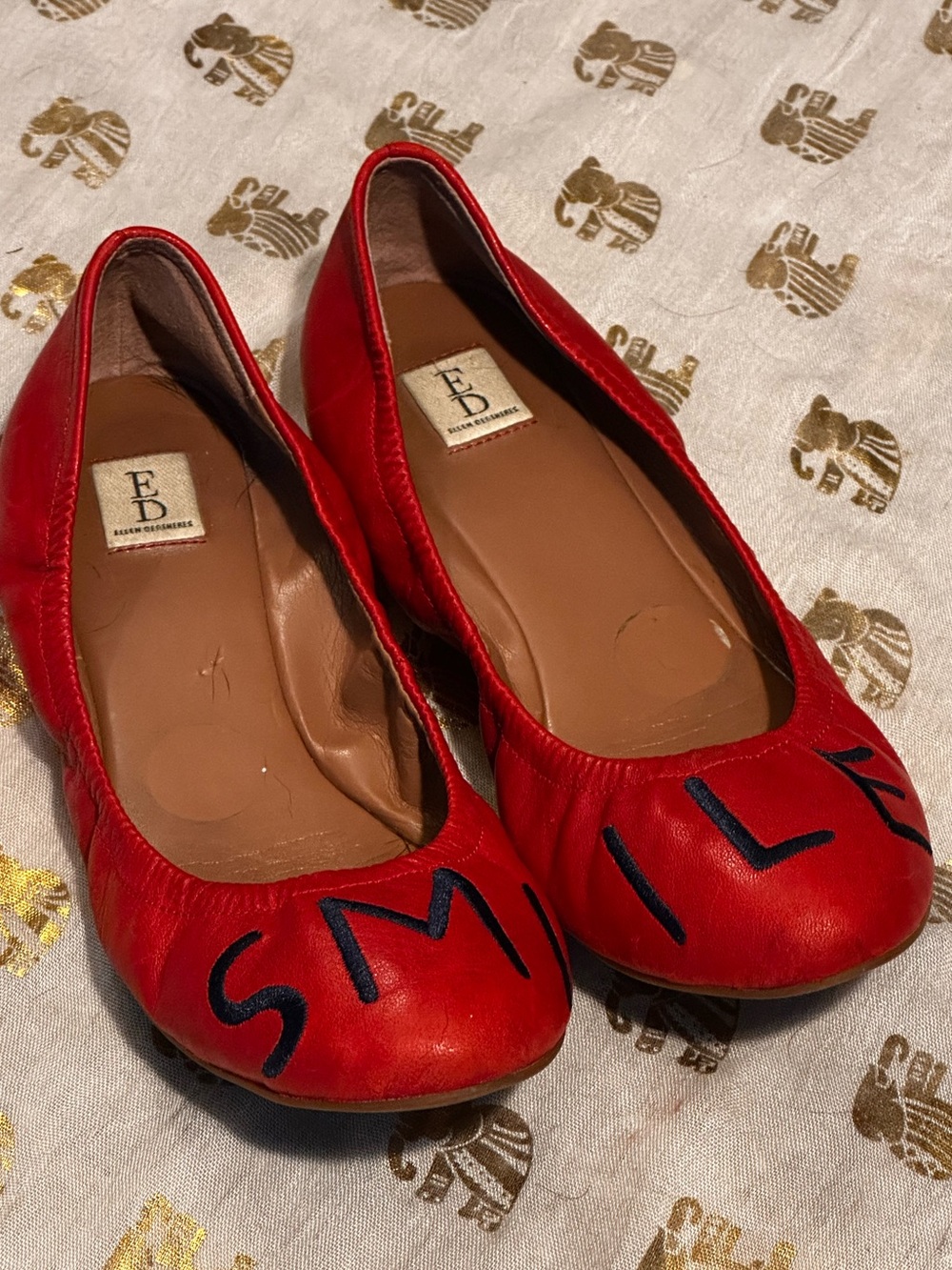 Ellen DeGeneres - Red Leather Slip-On Flats